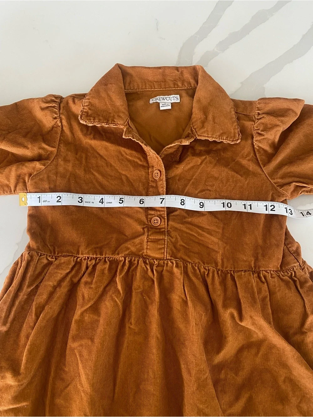 Crewcuts Girls Brown Corduroy fall Shirt Dress Sz 5 Long Sleeve Collared Pockets